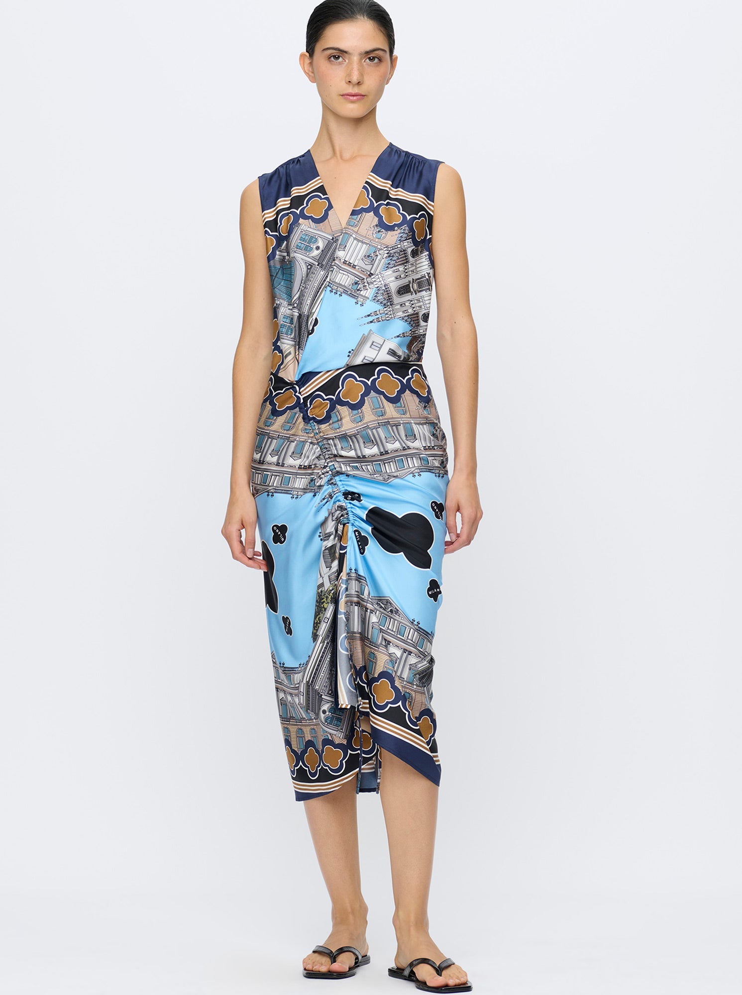 AGNES Silk print dress Black/white